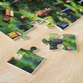 Vintage Kerstmis, Victoriaans kerstman met boom Legpuzzel (Zijkant)