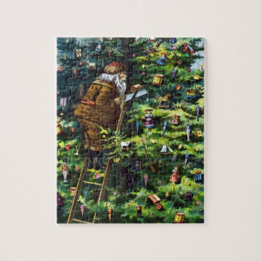 Vintage Kerstmis, Victoriaans kerstman met boom Legpuzzel (Verticaal)