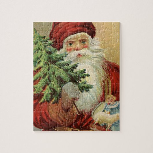 Vintage Kerstmis, Victoriaans kerstman met boom Legpuzzel (Verticaal)