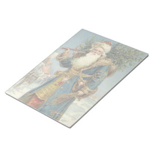 Vintage Kerstmis, Victoriaans kerstman met boom Notitieblok