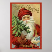 Vintage Kerstmis, Victoriaans kerstman met boom Poster (Voorkant)
