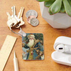 Vintage Kerstmis, Victoriaans kerstman met boom Sleutelhanger