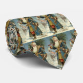 Vintage Kerstmis, Victoriaans kerstman met boom Stropdas (Opgerold)