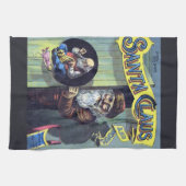 Vintage Kerstmis, Victoriaans kerstman met boom Theedoek (Horizontaal)