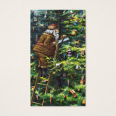 Vintage Kerstmis, Victoriaans kerstman met boom Visitekaartjes (Voorkant)