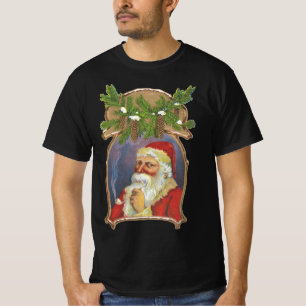 Vintage Kerstmis, Victoriaans kerstman met pijp T-shirt