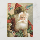 Vintage Kerstmis, Victoriaans kerstman met pine Feestdagenkaart (Voorkant)