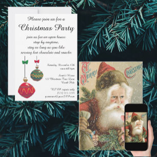 Vintage Kerstmis, Victoriaans kerstman met pine Kaart