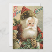 Vintage Kerstmis, Victoriaans kerstman met pine Kaart (Voorkant)