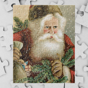 Vintage Kerstmis, Victoriaans kerstman met pine Legpuzzel