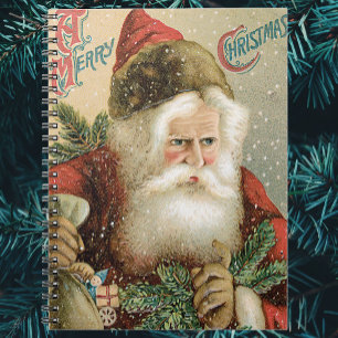 Vintage Kerstmis, Victoriaans kerstman met pine Notitieboek