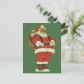 Vintage Kerstmis, Victoriaans kerstman met speelgo Feestdagenkaart (Staand voorkant)