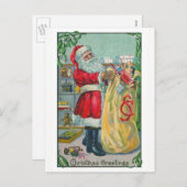 Vintage Kerstmis, Victoriaans kerstman met speelgo Feestdagenkaart (Voorkant / Achterkant)