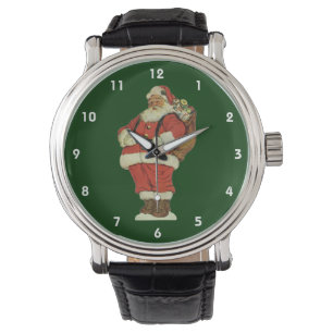 Vintage Kerstmis, Victoriaans kerstman met speelgo Horloge