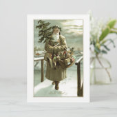 Vintage Kerstmis, Victoriaans kerstman met speelgo Kaart (Staand voorkant)