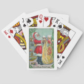 Vintage Kerstmis, Victoriaans kerstman met speelgo Pokerkaarten (Achterkant)