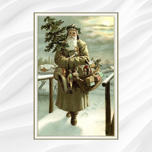 Vintage Kerstmis, Victoriaans kerstman met speelgo Poster