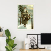 Vintage Kerstmis, Victoriaans kerstman met speelgo Poster (Thuiskantoor)