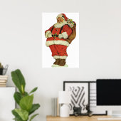 Vintage Kerstmis, Victoriaans kerstman met speelgo Poster (Thuiskantoor)