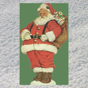 Vintage Kerstmis, Victoriaans kerstman met speelgo Rechthoekige Sticker