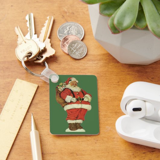 Vintage Kerstmis, Victoriaans kerstman met speelgo Sleutelhanger (Bureau)