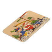 Vintage Kerstmis, Victoriaans kerstman op bike Magneet (Linkerzijde)
