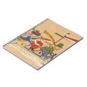 Vintage Kerstmis, Victoriaans kerstman op bike Notitieboek (Linkerzijde)