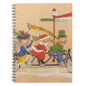 Vintage Kerstmis, Victoriaans kerstman op bike Notitieboek (Voorkant)