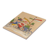 Vintage Kerstmis, Victoriaans kerstman op bike Tegeltje (Zijkant)