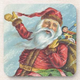 Vintage Kerstmis, Victoriaans kerstman op Wreate Bier Onderzetter