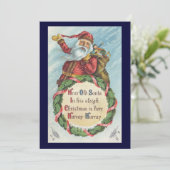 Vintage Kerstmis, Victoriaans kerstman op Wreate Feestdagenkaart (Staand voorkant)
