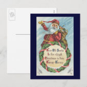 Vintage Kerstmis, Victoriaans kerstman op Wreate Feestdagenkaart (Voorkant / Achterkant)