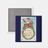 Vintage Kerstmis, Victoriaans kerstman op Wreate Magneet (Voorkant / Achterkant)