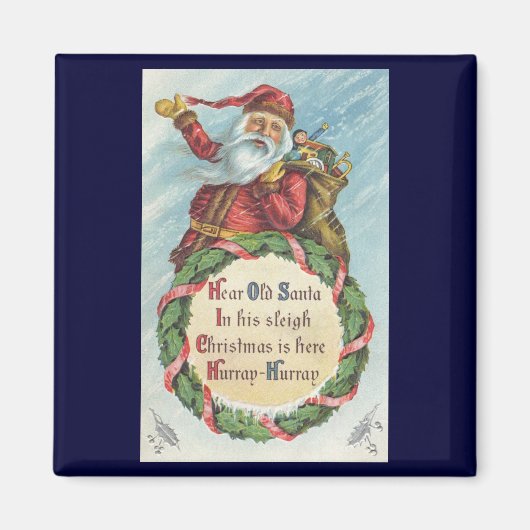 Vintage Kerstmis, Victoriaans kerstman op Wreate Magneet (Voorkant)