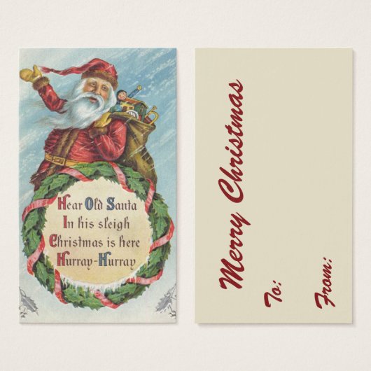 Vintage Kerstmis, Victoriaans kerstman op Wreate Visitekaartje (Voorkant /achterkant)