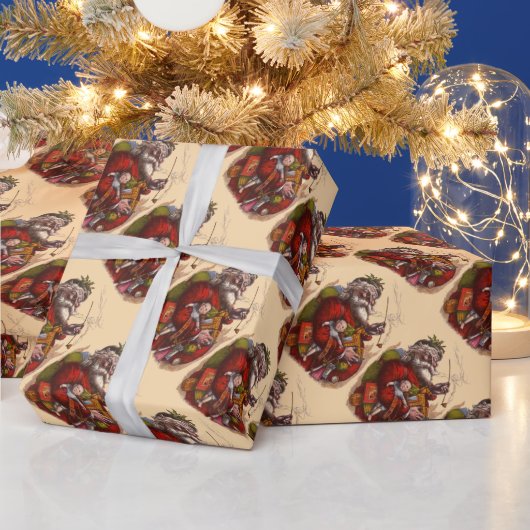 Vintage Kerstmis, Victoriaans kerstspeelgoed Cadeaupapier (Feestdagen)