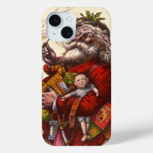 Vintage Kerstmis, Victoriaans kerstspeelgoed iPhone 15 Case