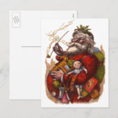 Vintage Kerstmis, Victoriaans kerstspeelgoed Feestdagenkaart (Voorkant / Achterkant)