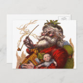 Vintage Kerstmis, Victoriaans kerstspeelgoed Feestdagenkaart (Voorkant / Achterkant)