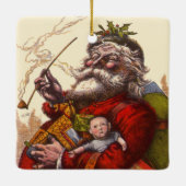 Vintage Kerstmis, Victoriaans kerstspeelgoed Keramisch Ornament (Achterkant)