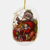 Vintage Kerstmis, Victoriaans kerstspeelgoed Keramisch Ornament (Voorkant)