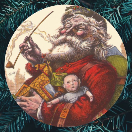 Vintage Kerstmis, Victoriaans kerstspeelgoed Ronde Sticker