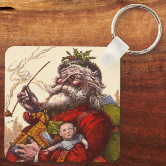 Vintage Kerstmis, Victoriaans kerstspeelgoed Sleutelhanger (Achterkant)