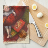 Vintage Kerstmis, Victoriaans kerstspeelgoed Theedoek (Quarter Fold)