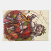 Vintage Kerstmis, Victoriaans kerstspeelgoed Theedoek (Horizontaal)