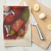 Vintage Kerstmis, Victoriaans kerstspeelgoed Theedoek (Quarter Fold)