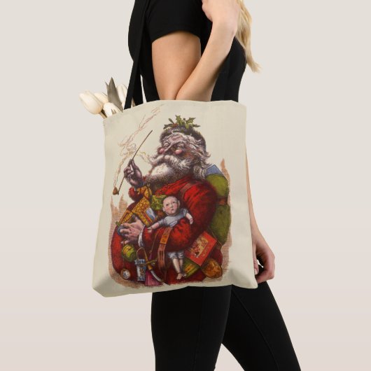 Vintage Kerstmis, Victoriaans kerstspeelgoed Tote Bag (Dichtbij)