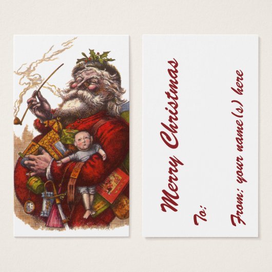 Vintage Kerstmis, Victoriaans kerstspeelgoed Visitekaartjes (Voorkant /achterkant)