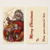 Vintage Kerstmis, Victoriaans kerstspeelgoed Visitekaartjes (Voorkant /achterkant)