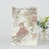 Vintage Kerstmis, Victoriaans kinderslaaphond Briefpapier (Staand voorkant)
